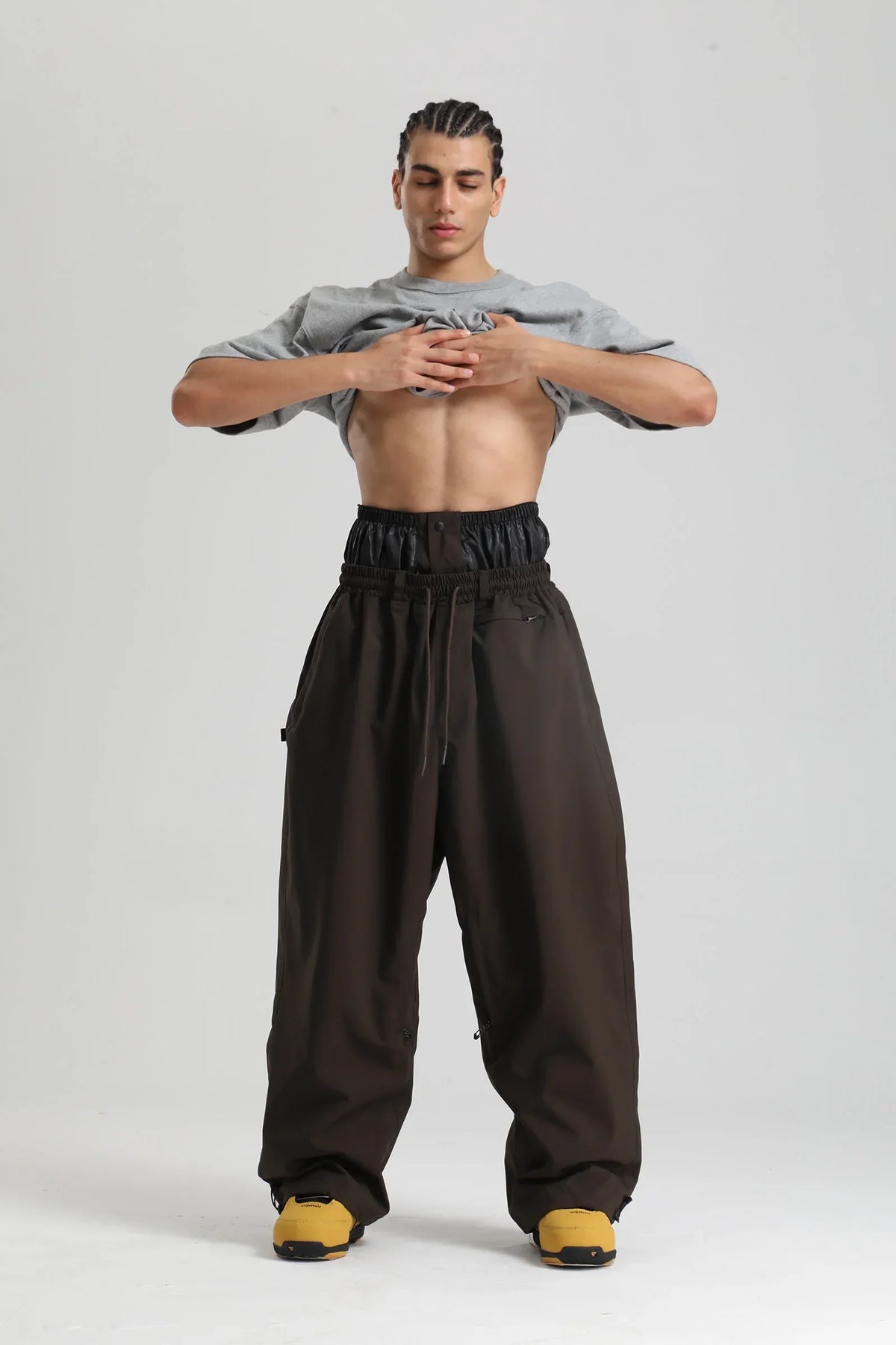 Wide Leg High Waist Outdoor Pants for Men | Drawstring Adjustable Fit Design