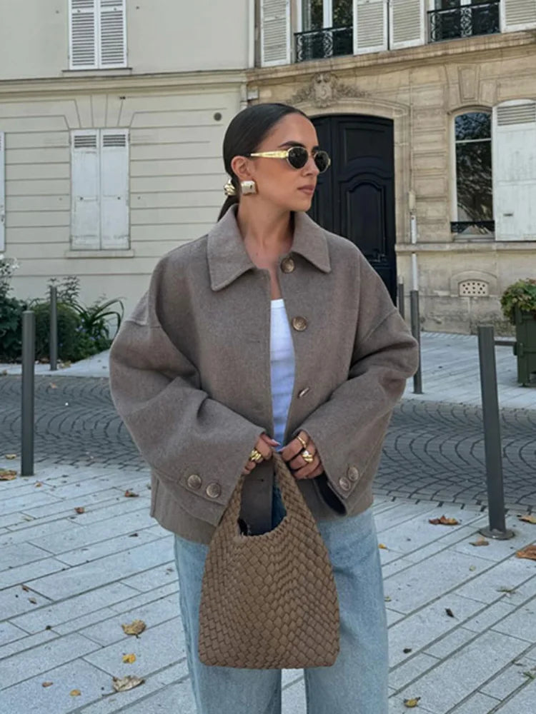 Women's Coat | Loose Fit Button-Up for Fall and Winter