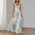 Floral Square Neck Pleated Maxi Dress for Women | Wedding Guest
