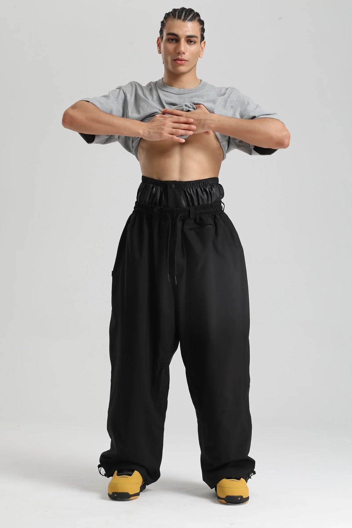 Wide Leg High Waist Outdoor Pants for Men | Drawstring Adjustable Fit Design