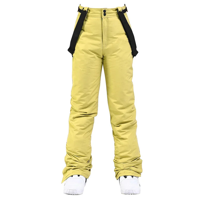 Wide Leg Straight Winter Pants with Adjustable Suspenders for Women | Outdoor