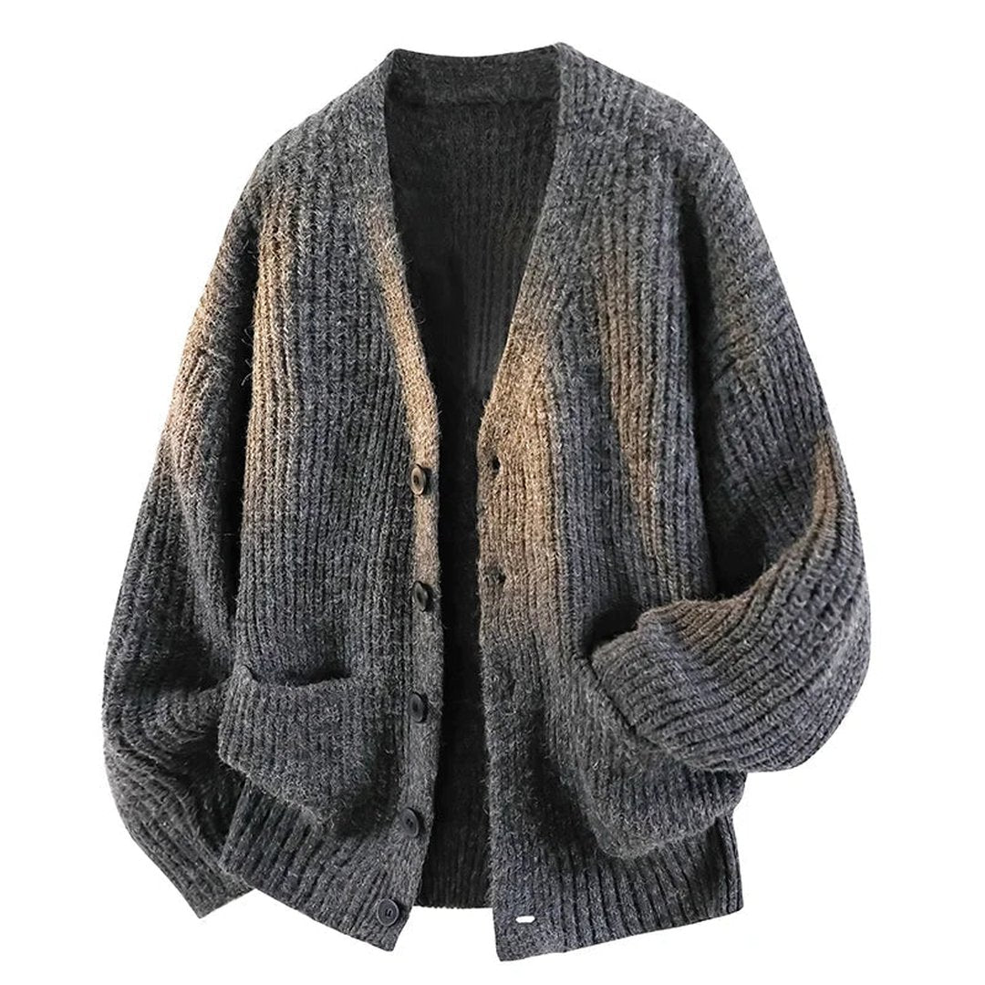 Relaxed Fit V Neck Knit Cardigan with Button Front and Pockets for Women