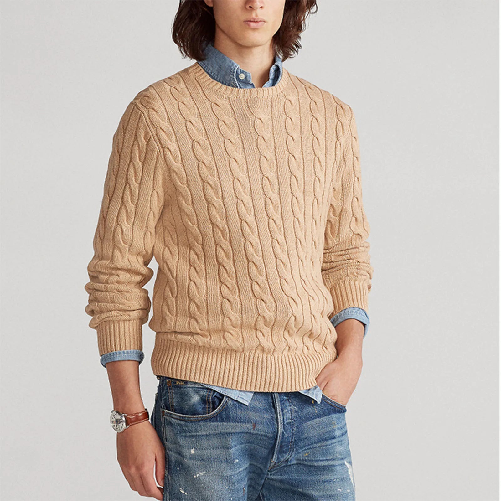 Men's Knitted Sweater - Thick Cotton Pullover