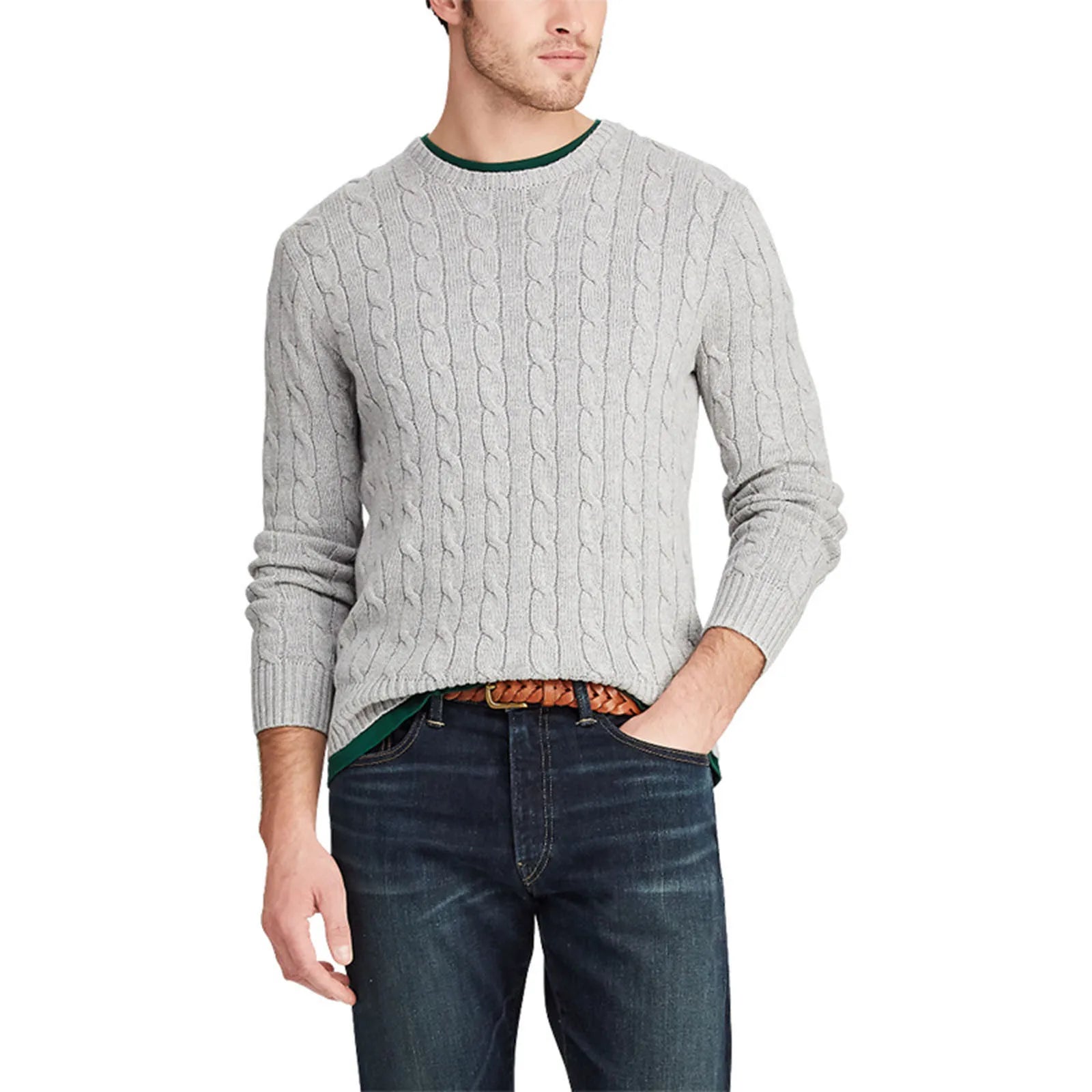 Men's Knitted Sweater - Thick Cotton Pullover