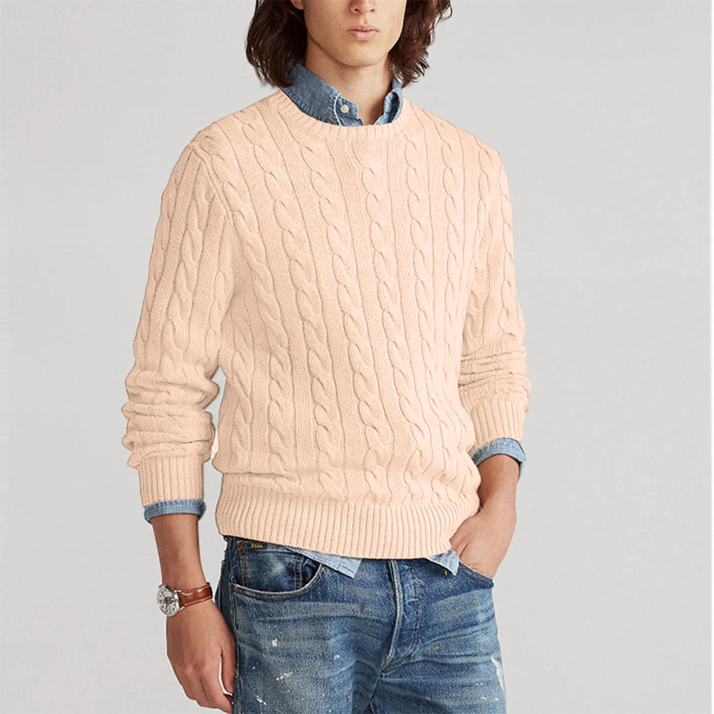 Men's Knitted Sweater - Thick Cotton Pullover