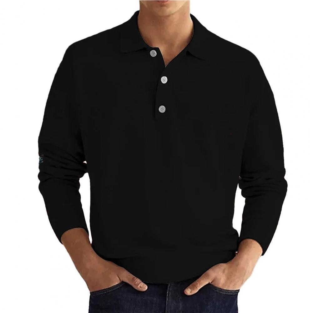 Polycotton Knit Long Sleeve Polo Shirt for Men | Casual and Formal Wear