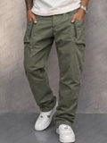 Cotton Cargo Trousers for Men with Zip Pockets