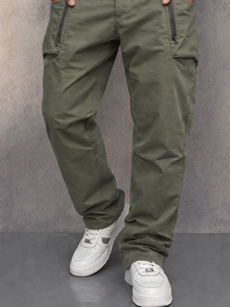 Cotton Cargo Trousers for Men with Zip Pockets