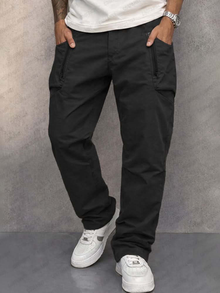 Cotton Cargo Trousers for Men with Zip Pockets