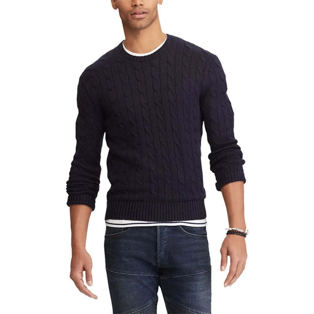 Men's Knitted Sweater - Thick Cotton Pullover