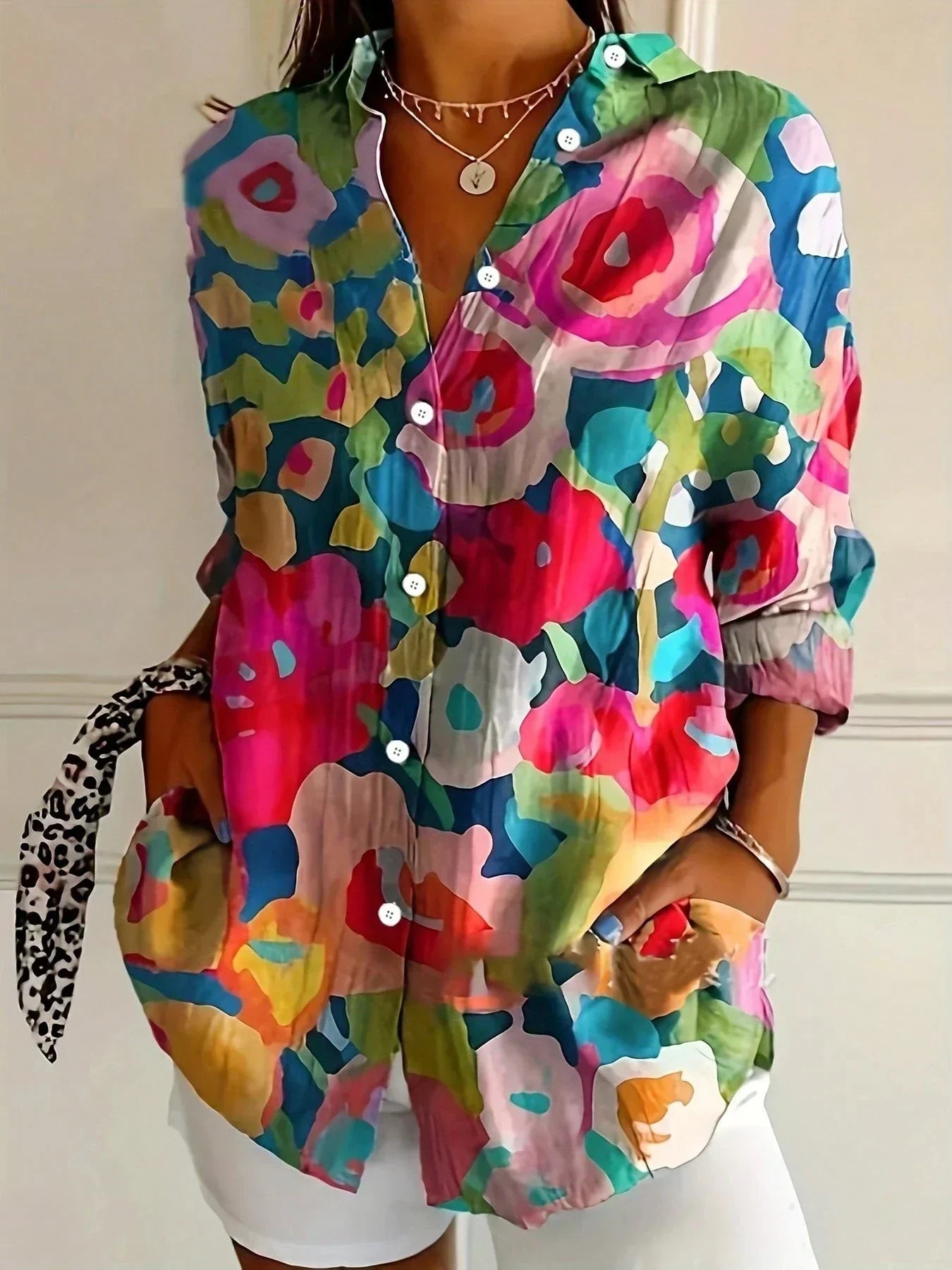 Abstract Print Relaxed Fit Blouse for Women