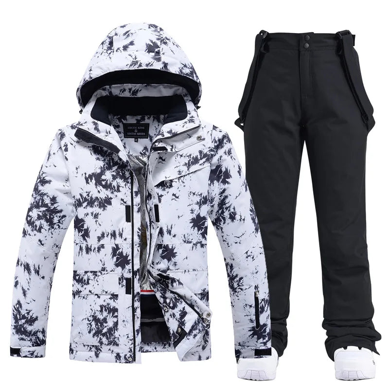 Two Piece Hooded Ski Suit with Zip Jacket and Bib Pants for Women | Snow Sports