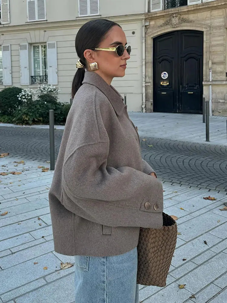Women's Coat | Loose Fit Button-Up for Fall and Winter