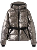 Women's Ski Jacket with Belt | Quilted Winter Jacket with Hood