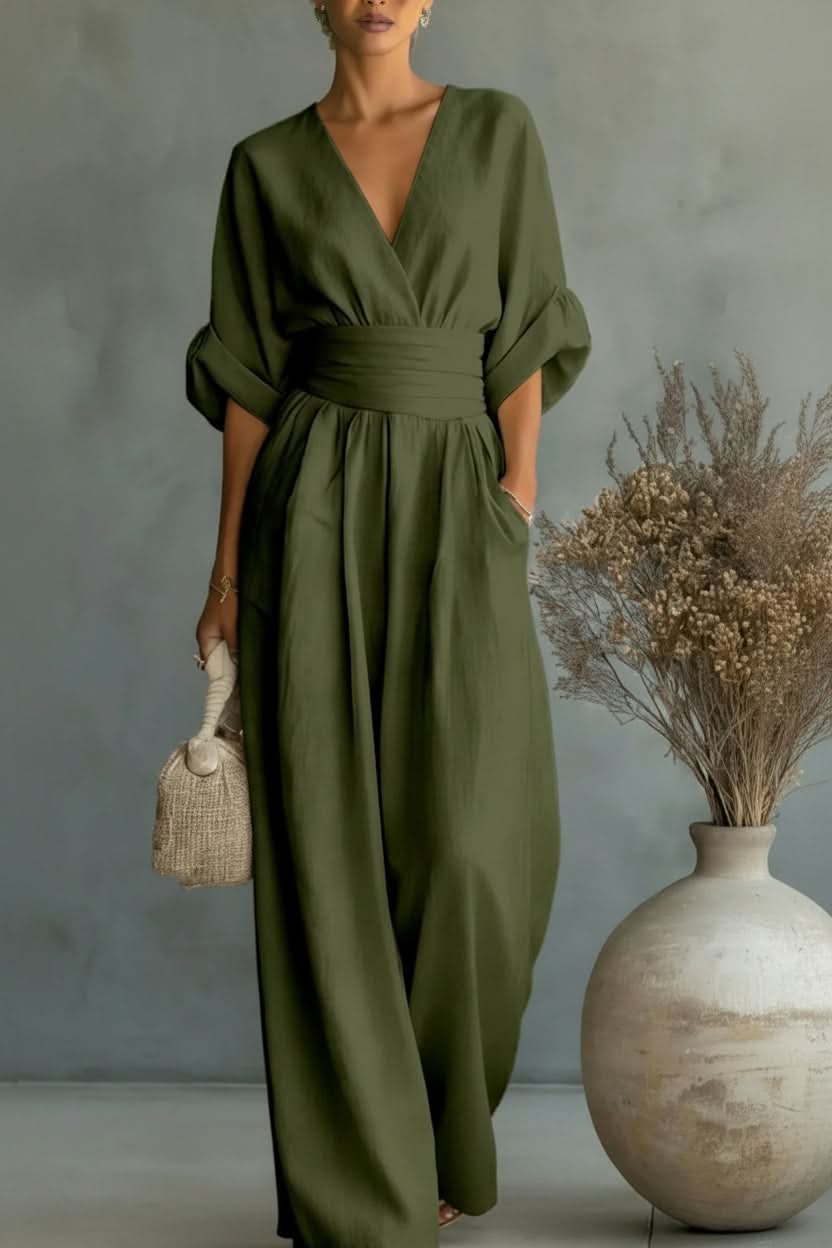 Green Vintage Style Sleeveless Jumpsuit for Women