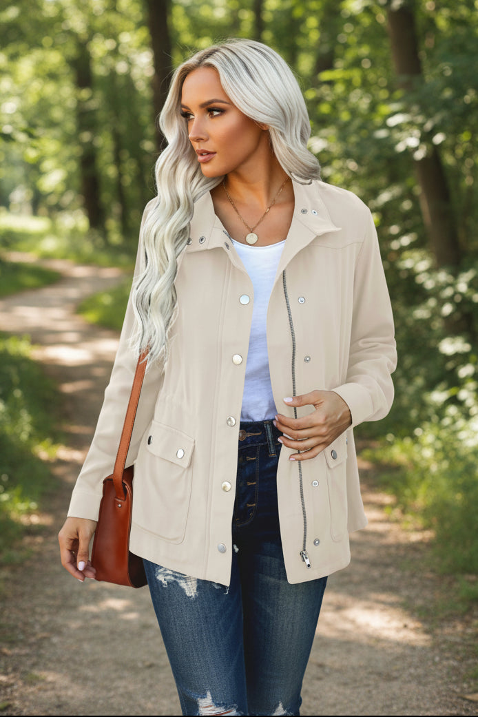 Black Open Front Relaxed Tailored Jacket for Women