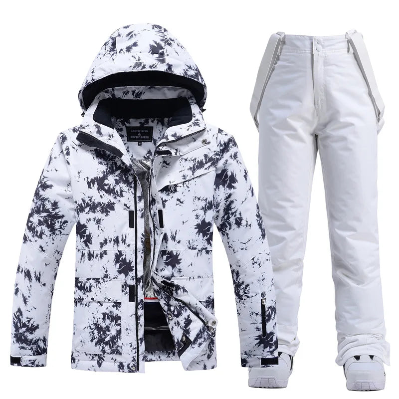 Two Piece Hooded Ski Suit with Zip Jacket and Bib Pants for Women | Snow Sports