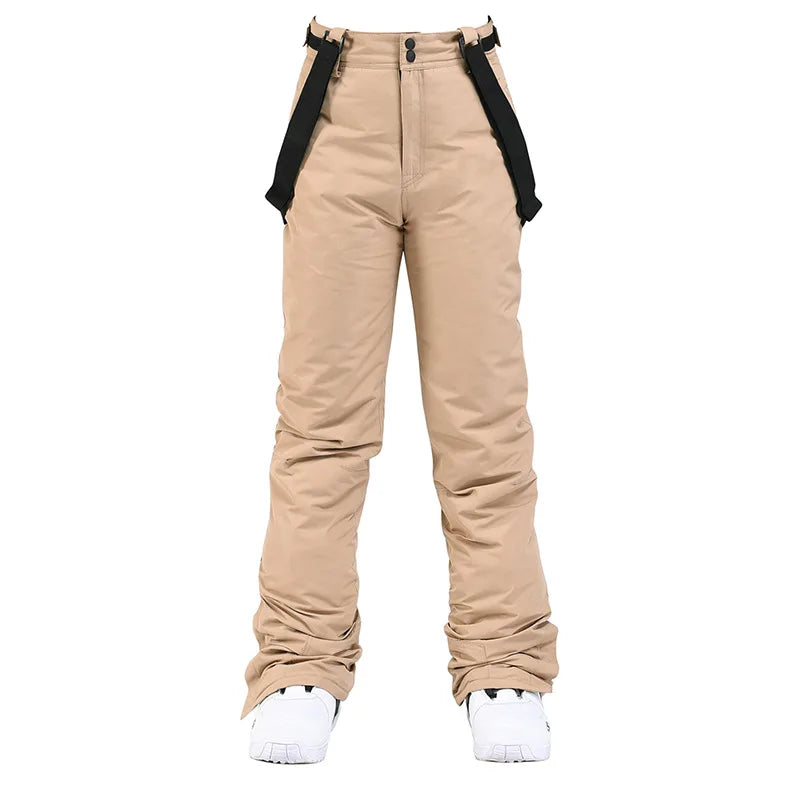 Wide Leg Straight Winter Pants with Adjustable Suspenders for Women | Outdoor