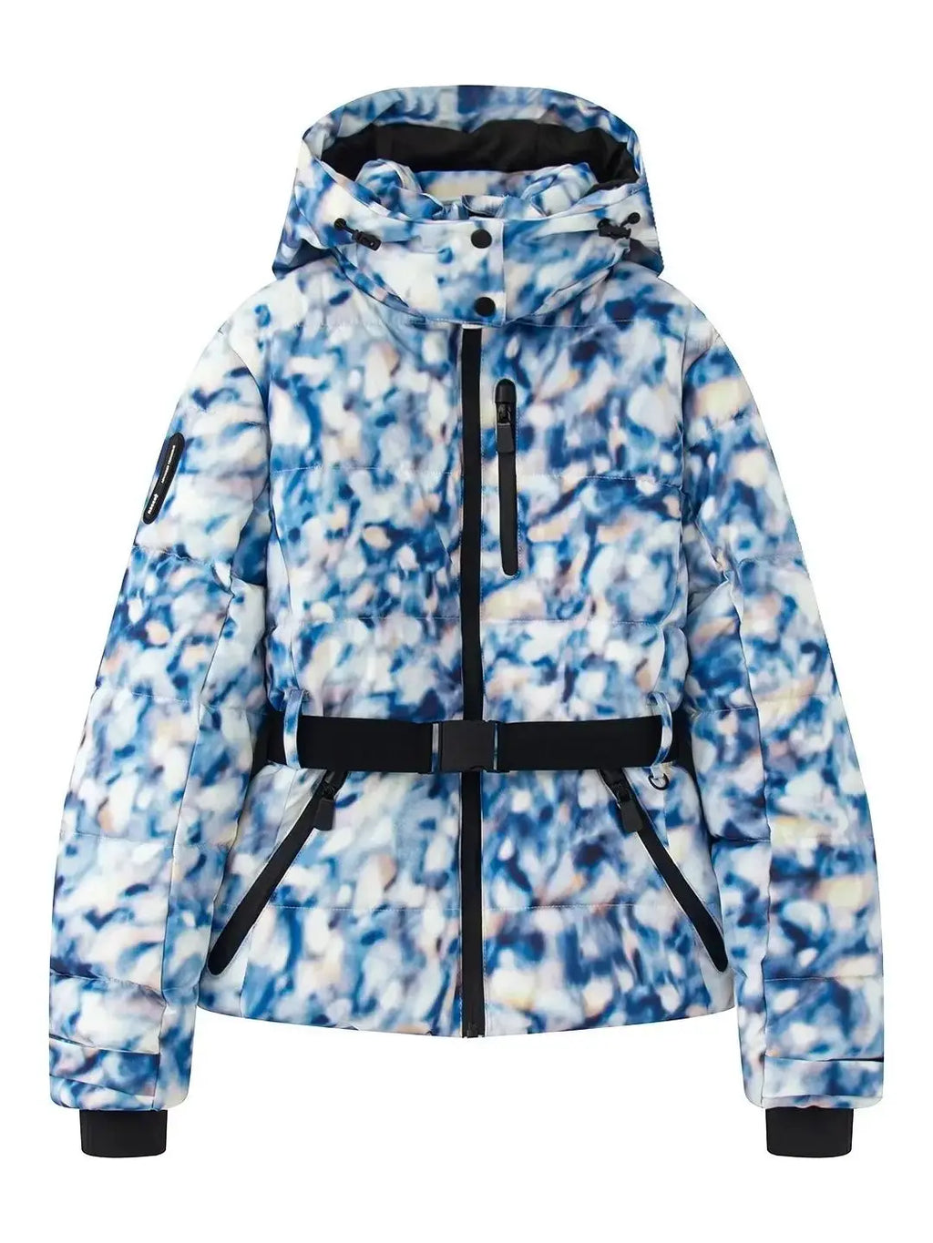 Women's Ski Jacket with Belt | Quilted Winter Jacket with Hood