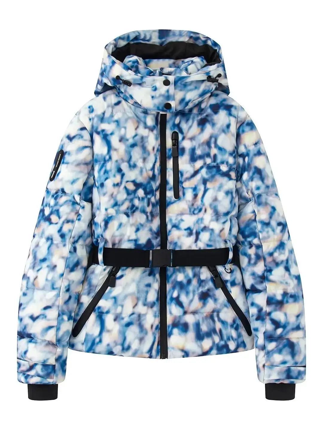 Women's Ski Jacket with Belt | Quilted Winter Jacket with Hood