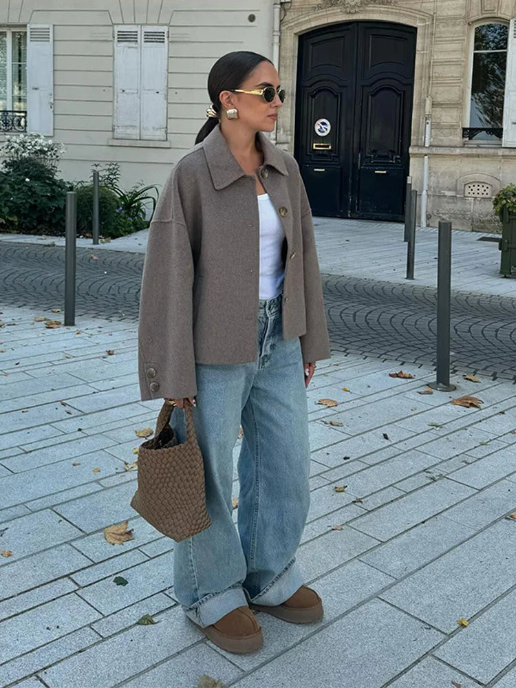 Women's Coat | Loose Fit Button-Up for Fall and Winter