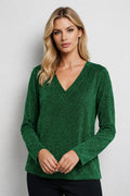 Women's Sweater with V-Neck and Fine Knit Texture