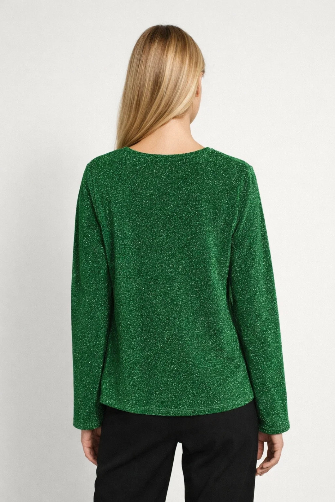 Women's Sweater with V-Neck and Fine Knit Texture