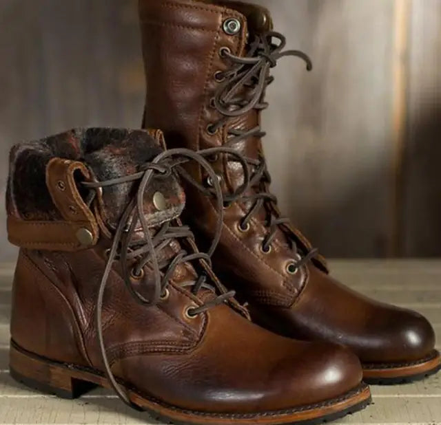 Dark Brown Soft Leather Flexible Fit Boots with Breathable Lining for Women