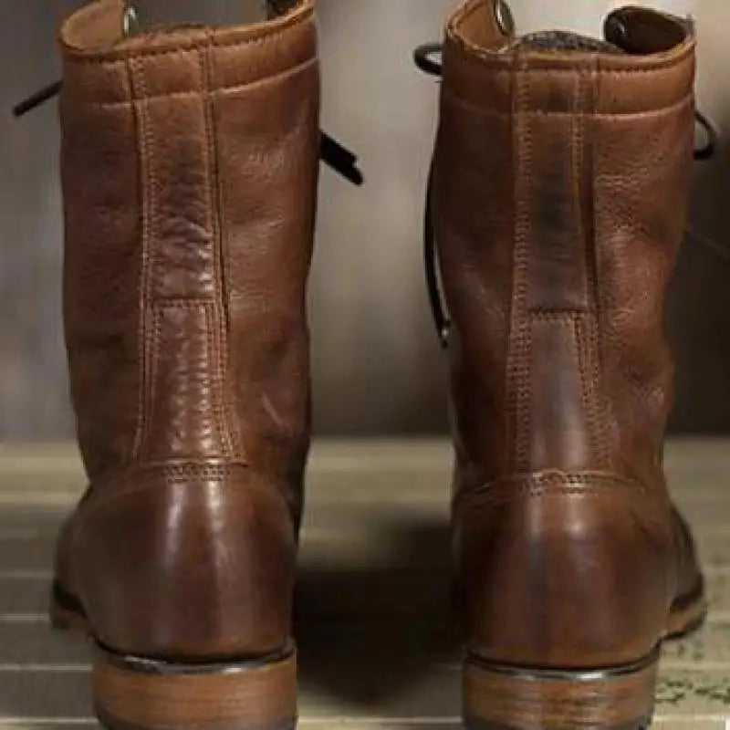 Dark Brown Soft Leather Flexible Fit Boots with Breathable Lining for Women