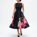 Black Midi Cocktail Dress for Women