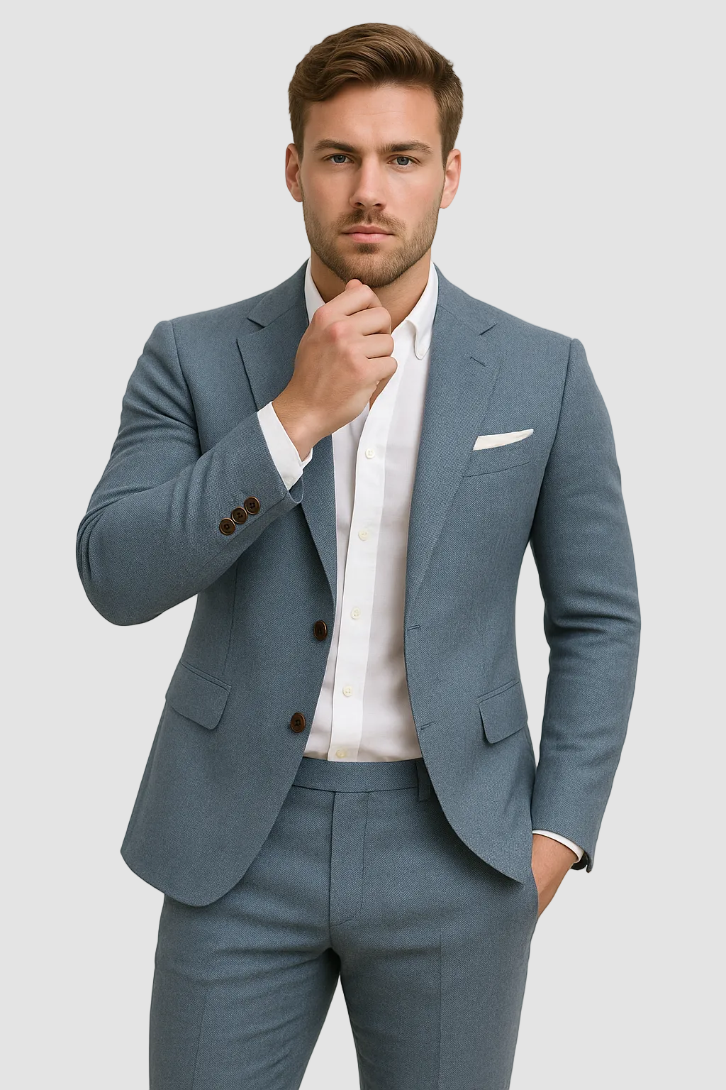 Men's Linen Slim Fit Suit Blazer and Trousers Set for Men | Summer Wedding