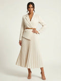 Women Blazer | Pleated Skirt and Structured Bodice Midi Fit