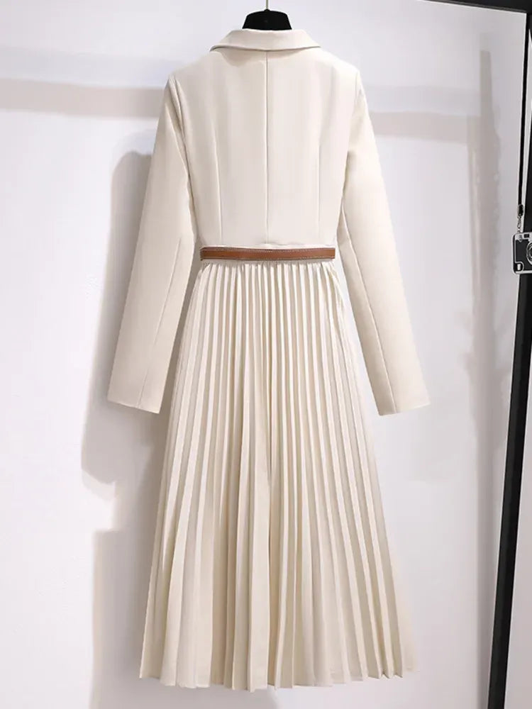 Women Blazer | Pleated Skirt and Structured Bodice Midi Fit