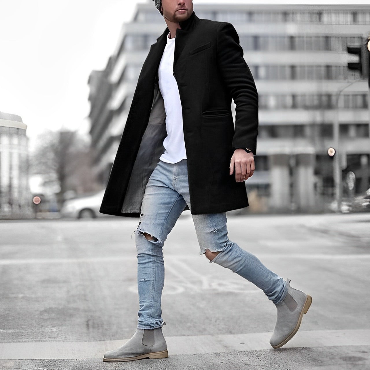 Men's Classic Trench Coat | Elegant Collar