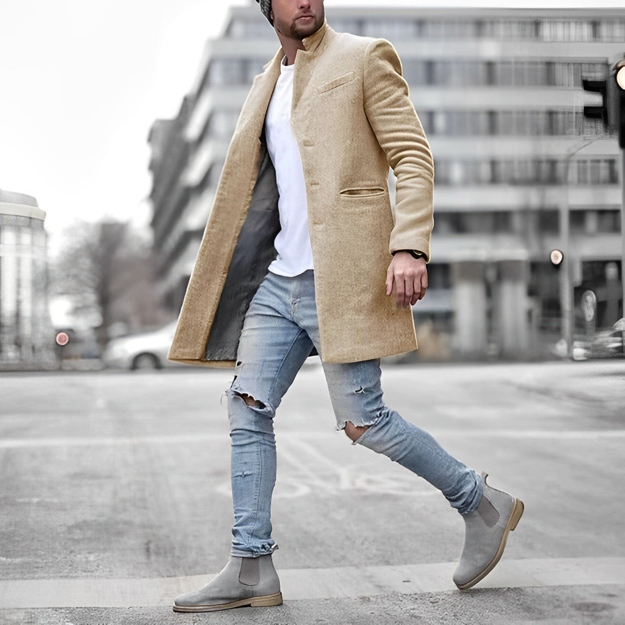 Men's Classic Trench Coat | Elegant Collar