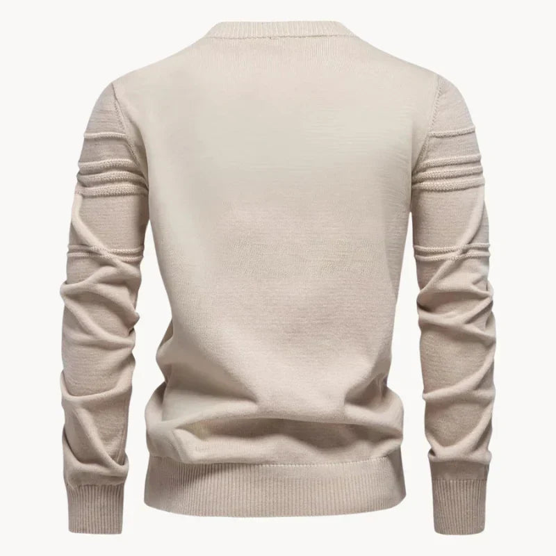 Men's Knitted Pullover – Slim Fit Sweater Made of Breathable Cotton Blend