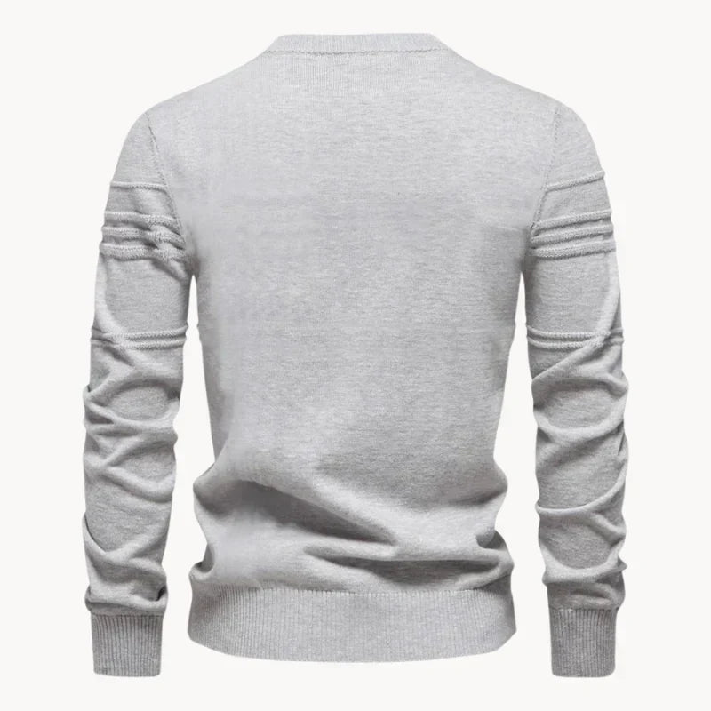 Men's Knitted Pullover – Slim Fit Sweater Made of Breathable Cotton Blend