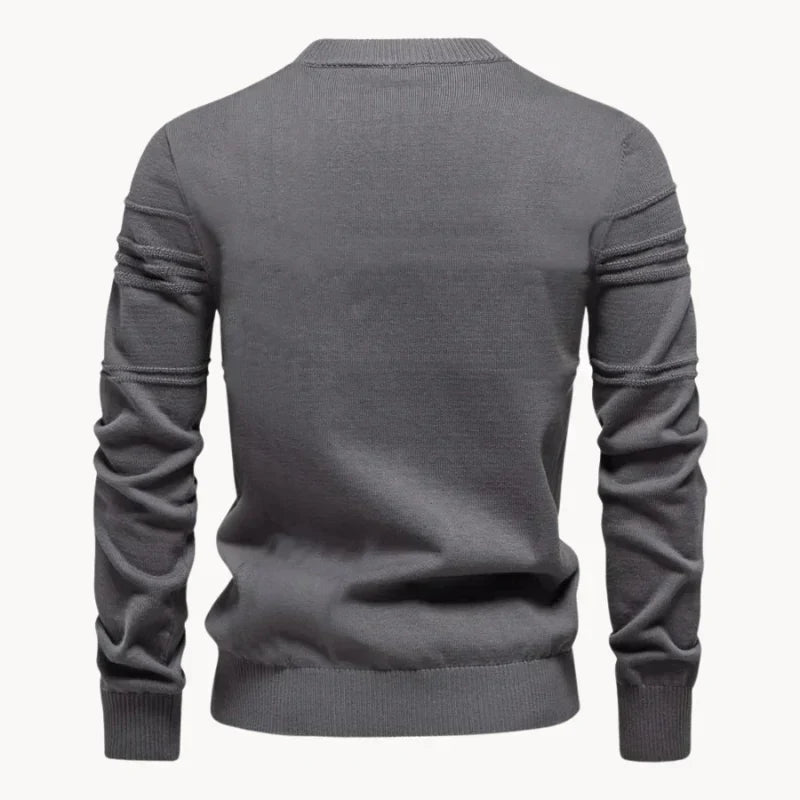 Men's Knitted Pullover – Slim Fit Sweater Made of Breathable Cotton Blend