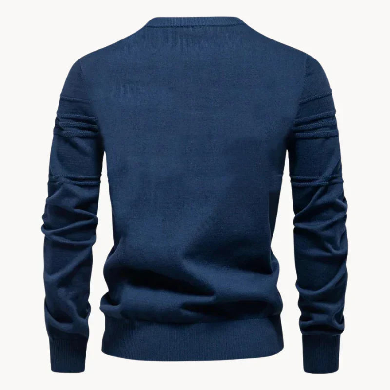 Men's Knitted Pullover – Slim Fit Sweater Made of Breathable Cotton Blend