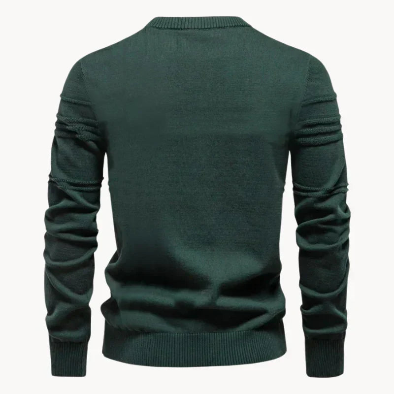 Men's Knitted Pullover – Slim Fit Sweater Made of Breathable Cotton Blend