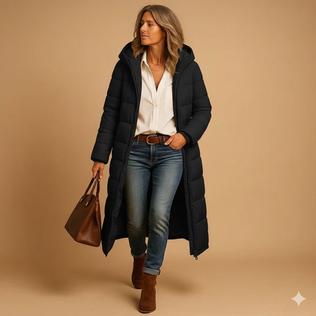 Elegant Women's Winter Jacket | Long Quilted Coat