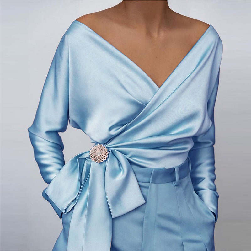 Bow Detail Wrap Blouse for Women | Work and Smart Casual