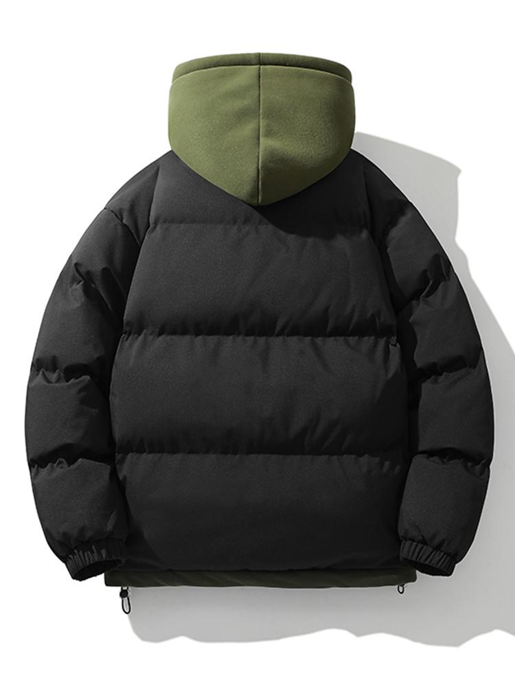 Warm Insulated Double Hood Winter Jacket with Wind Resistant Zipper for Men