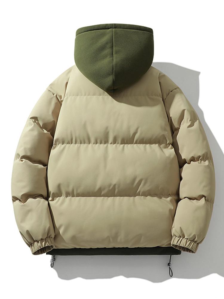 Warm Insulated Double Hood Winter Jacket with Wind Resistant Zipper for Men