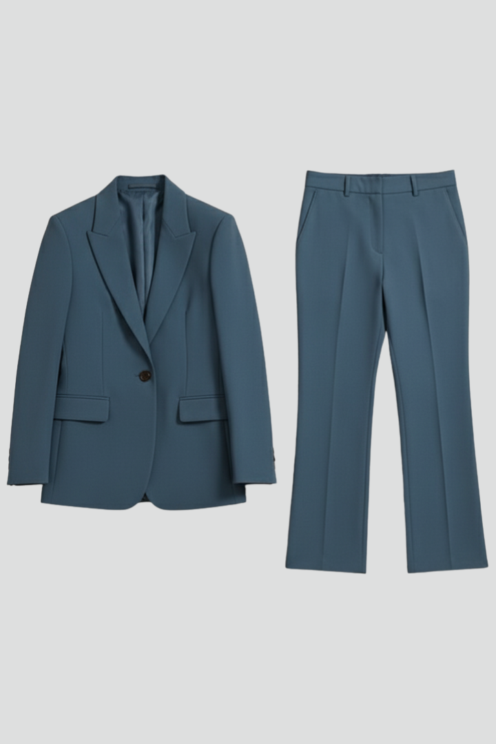 Blazer and Straight Leg Trousers Suit Set for Women