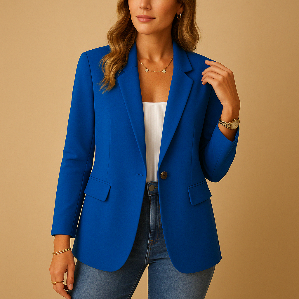 Women's Regular Fit Tailored Blazer with Notched Lapel and Flap Pockets