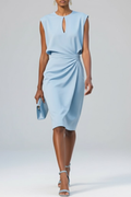 Ruched Waist Sleeveless Midi Dress for Women | Wedding & Formal Events