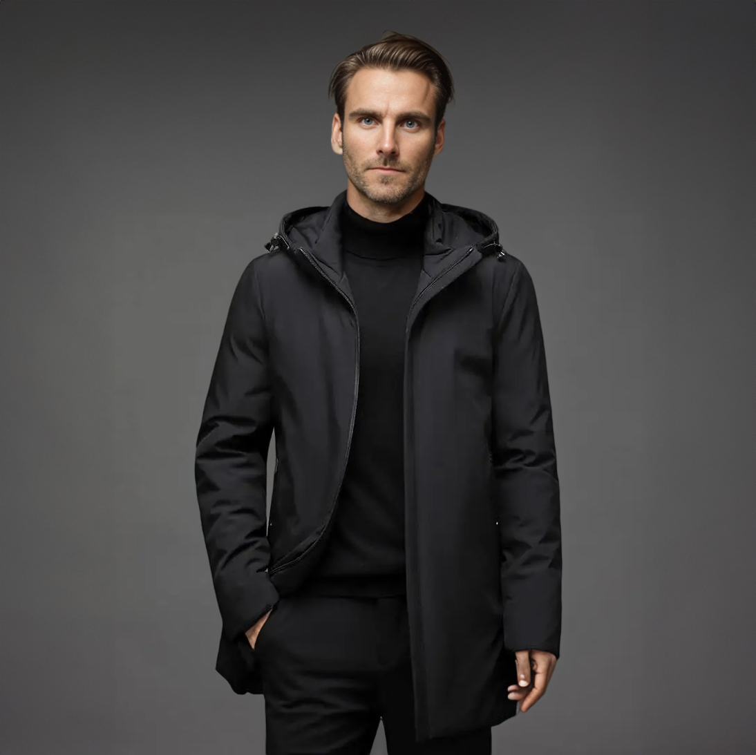 Waterproof Windproof Hooded Winter Jacket for Men | Zip Closure Outerwear