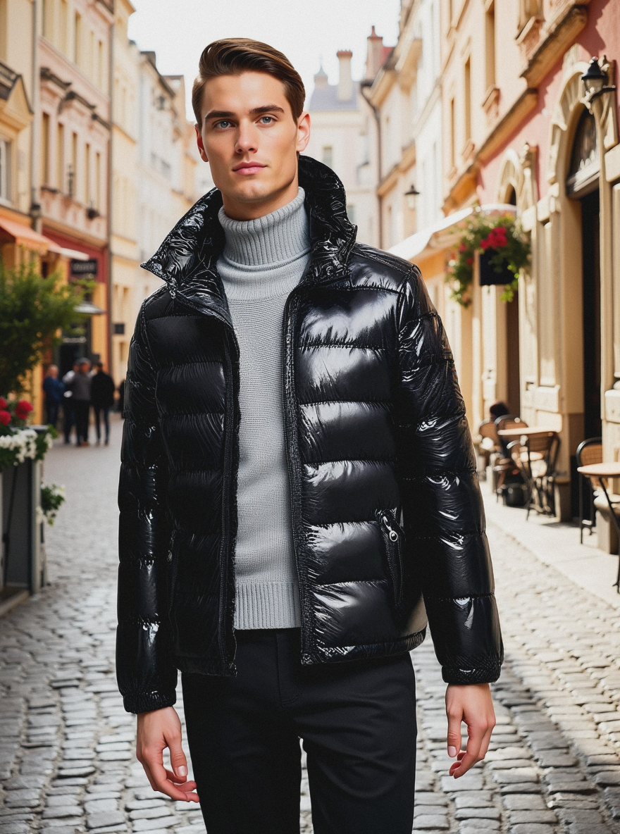 Black Insulated Down Puffer Winter Jacket for Men | Warm Outerwear Collection