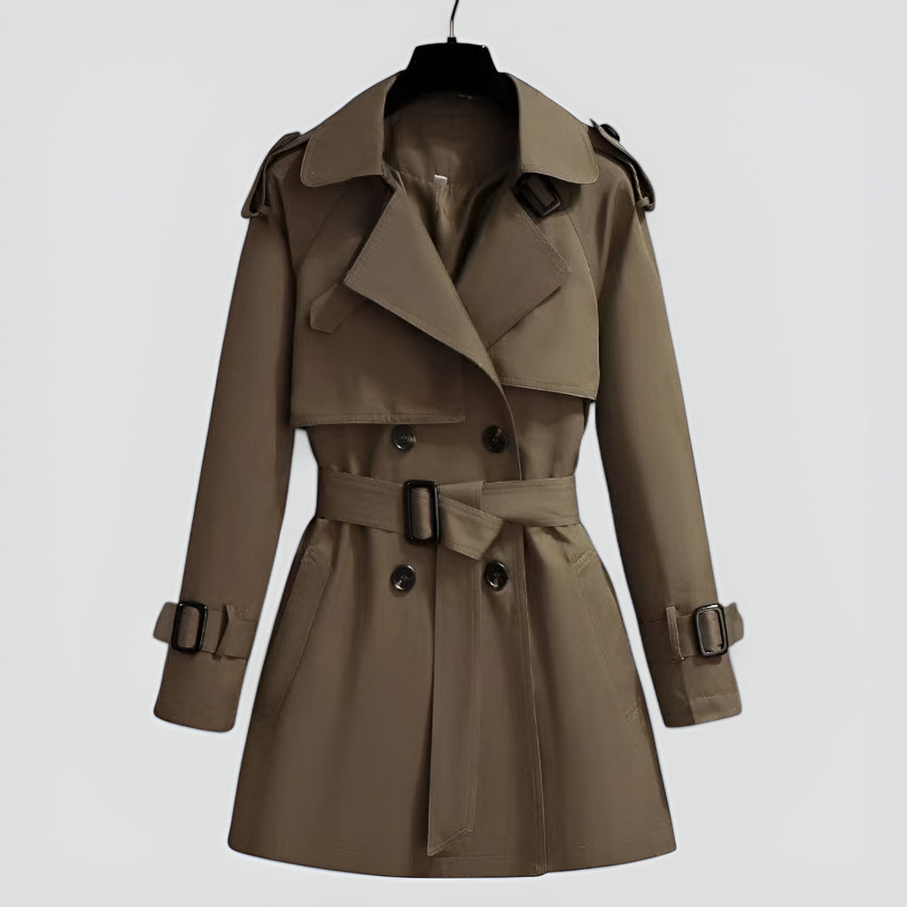 Cotton Blend Double Breasted Mid Length Trench Coat for Women | Spring and Fall